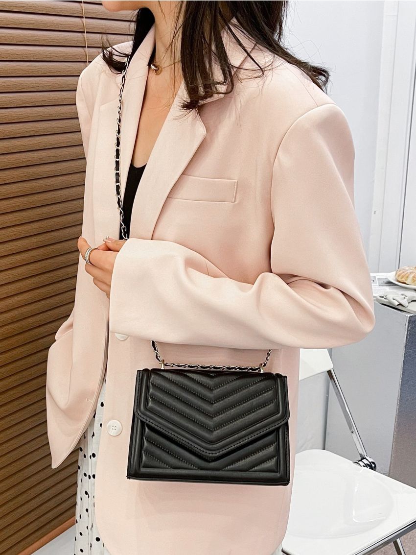 Mini Quilted Pattern Chain Square Bag