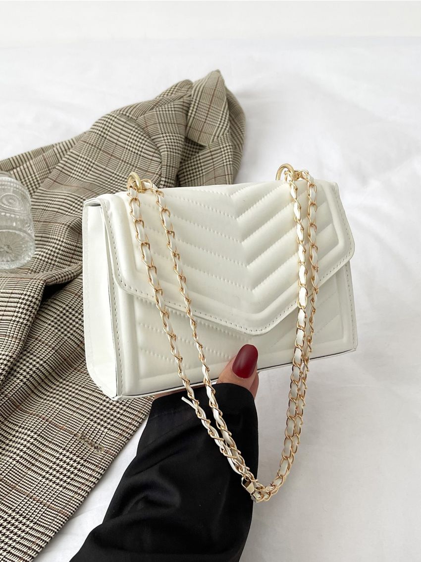 Mini Quilted Pattern Chain Square Bag