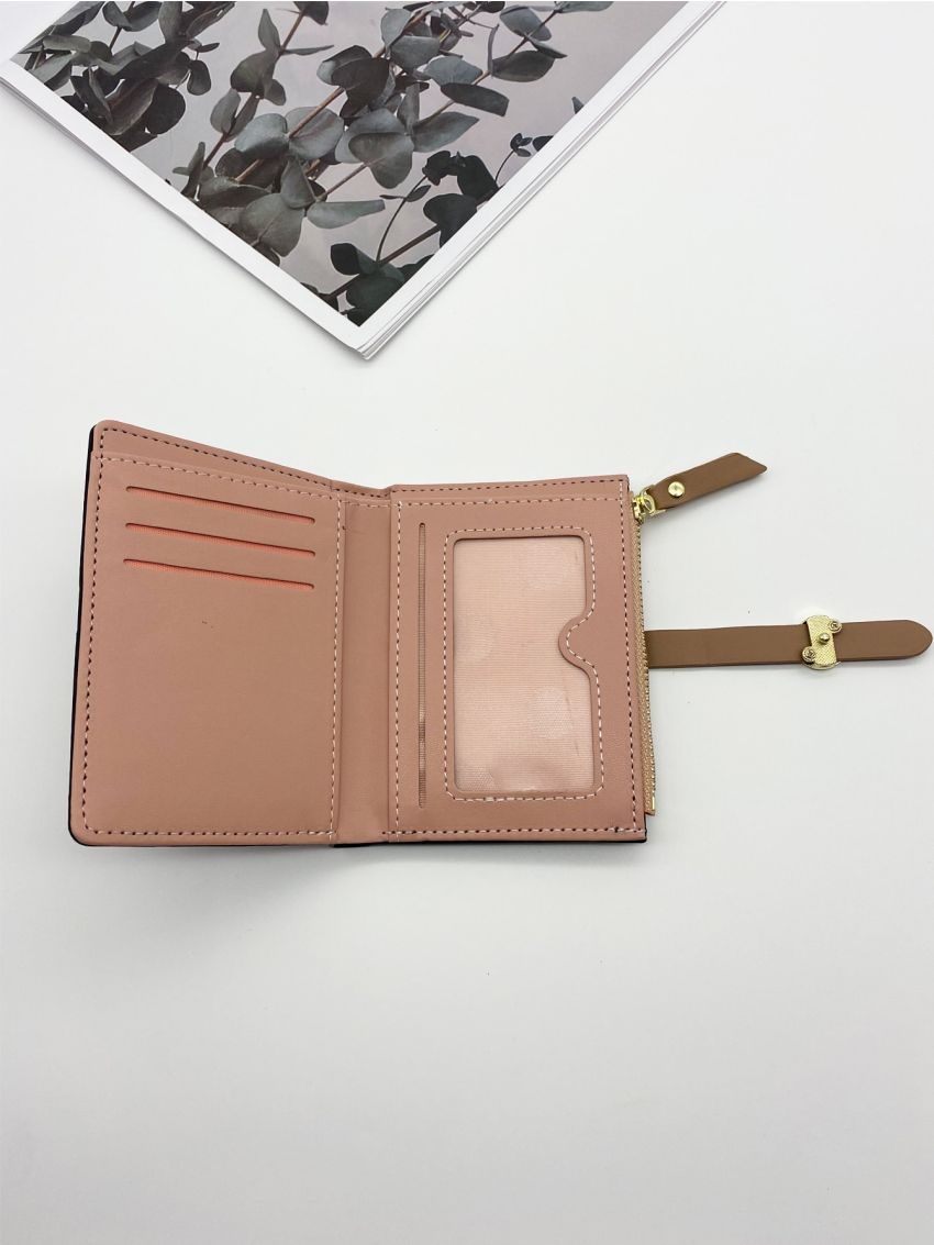 Metallic Decor Zip Small Wallet