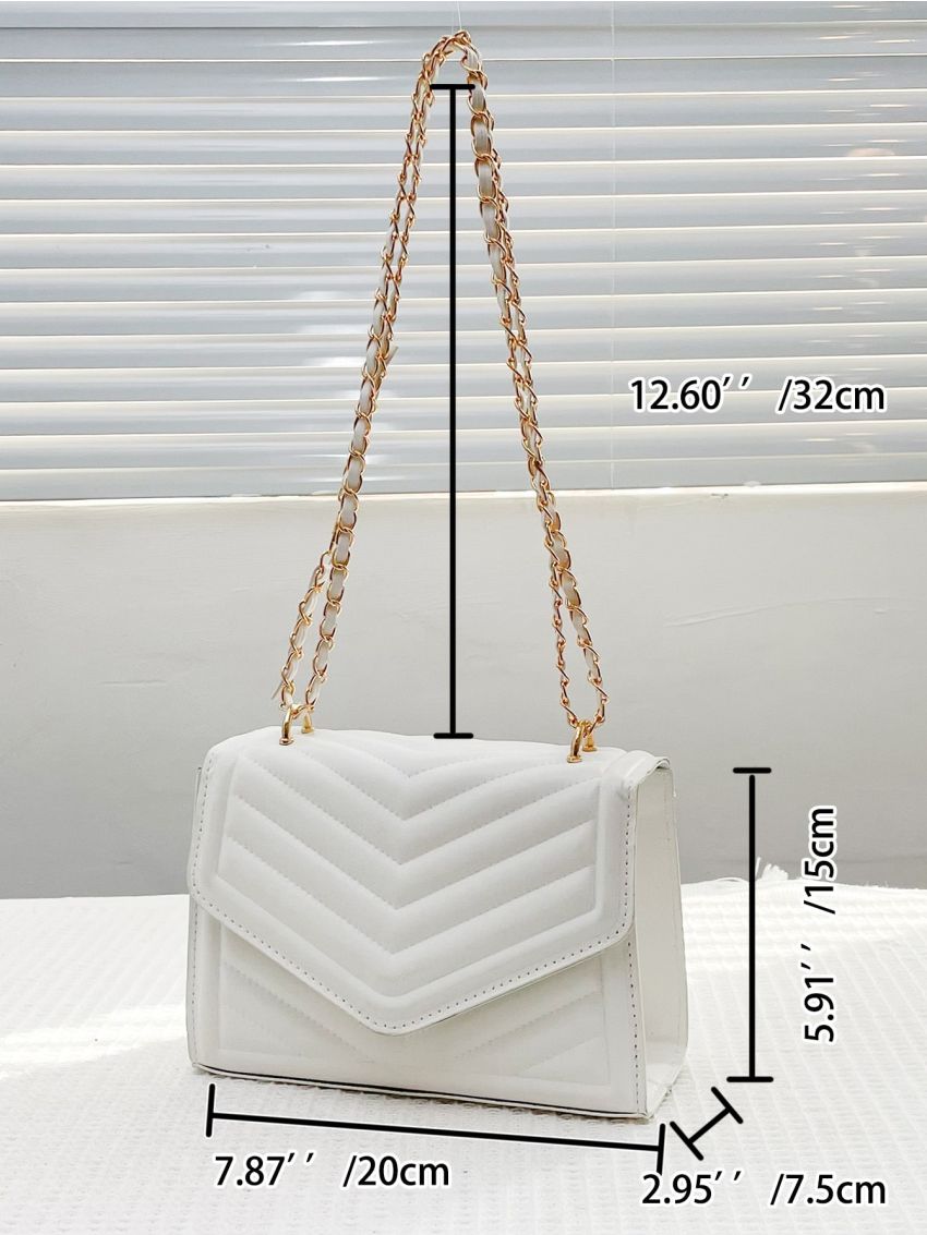 Mini Quilted Pattern Chain Square Bag