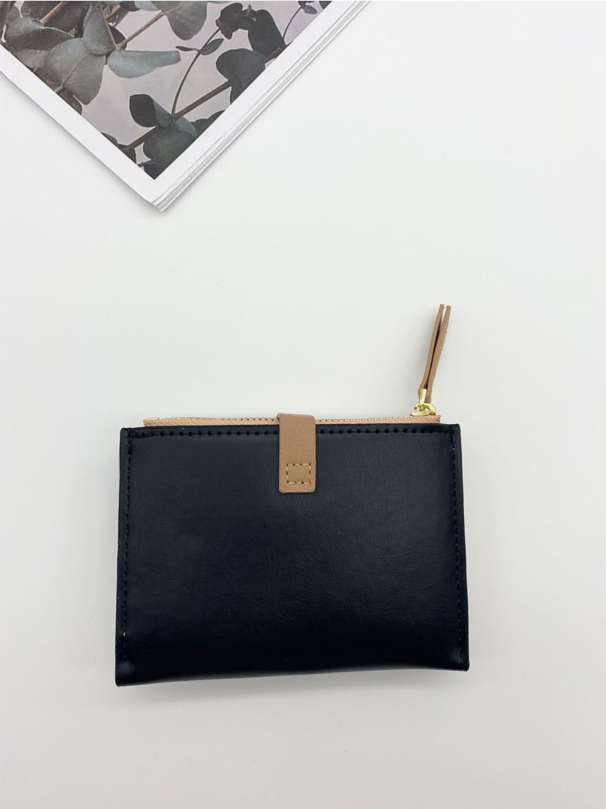 Metallic Decor Zip Small Wallet