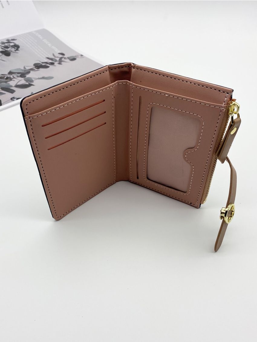 Metallic Decor Zip Small Wallet