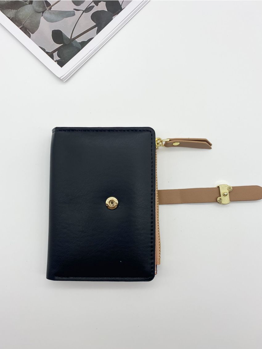 Metallic Decor Zip Small Wallet