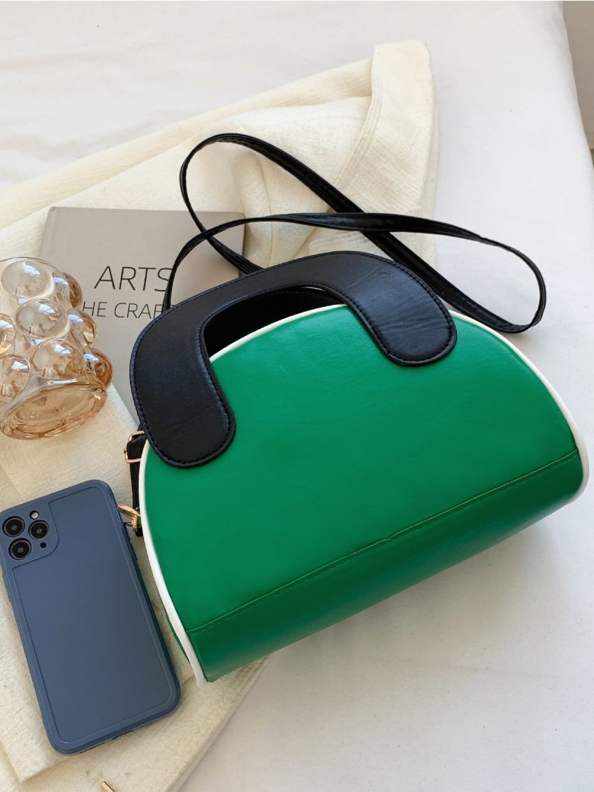 Colorblock Double Handle Dome Bag