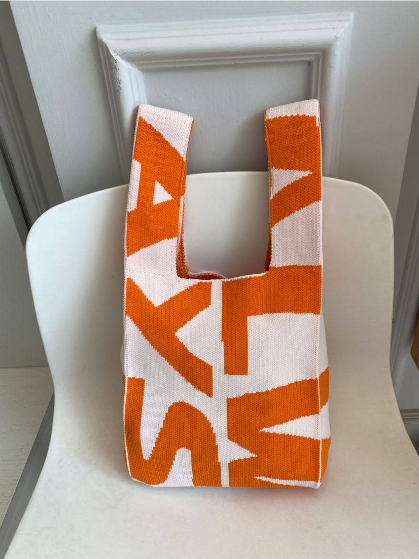 Letter Graphic Crochet Bag