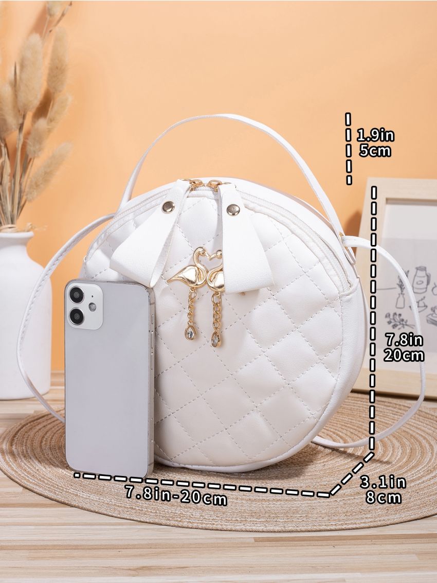 Mini Quilted Swan Decor Circle Bag