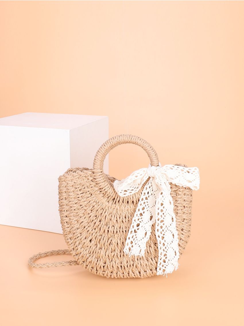 Twilly Scarf Decor Straw Bag