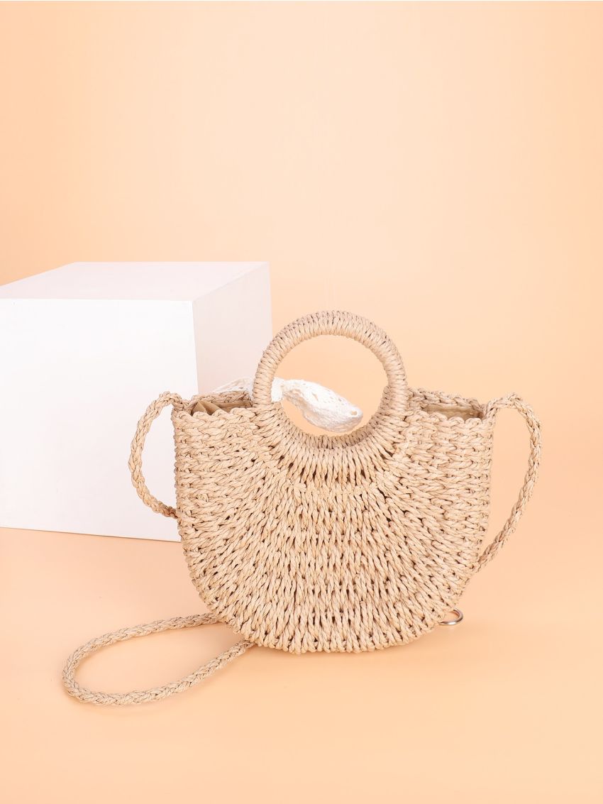 Twilly Scarf Decor Straw Bag