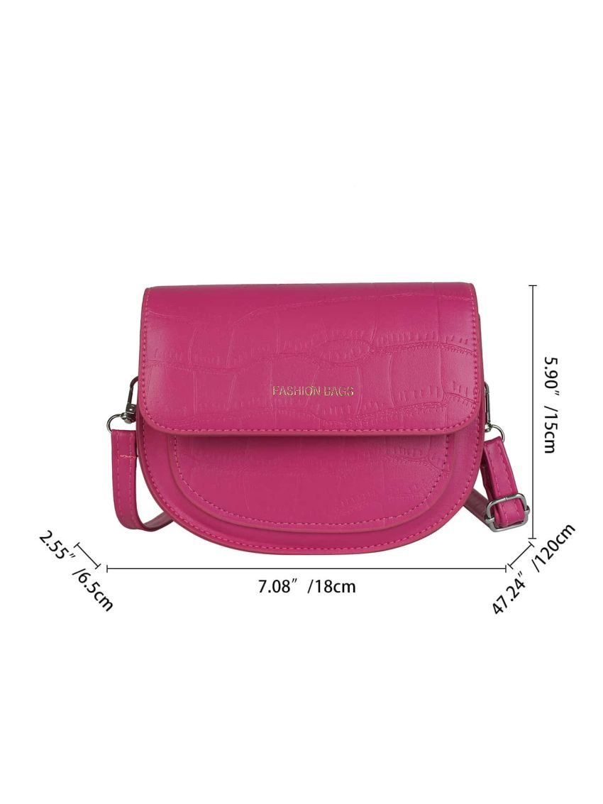 Mini Letter Graphic Crocodile Embossed Flap Saddle Bag