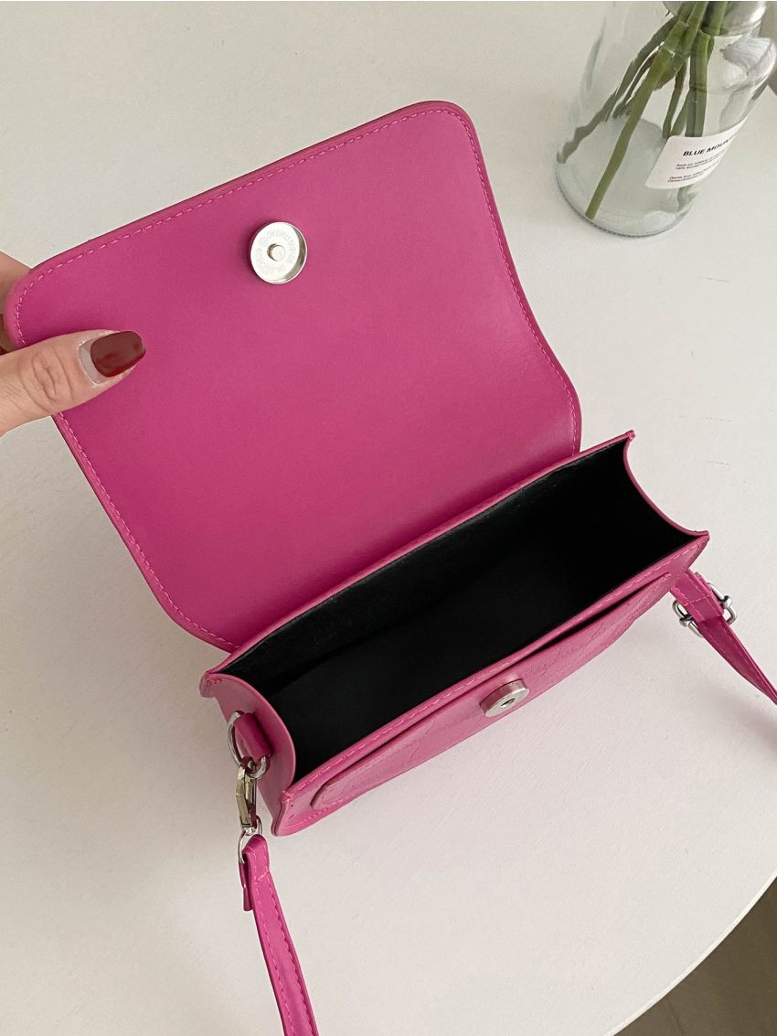 Mini Letter Graphic Crocodile Embossed Flap Saddle Bag