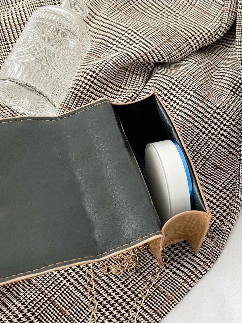 Mini Faux Pearl Decor Turn Lock Square Bag