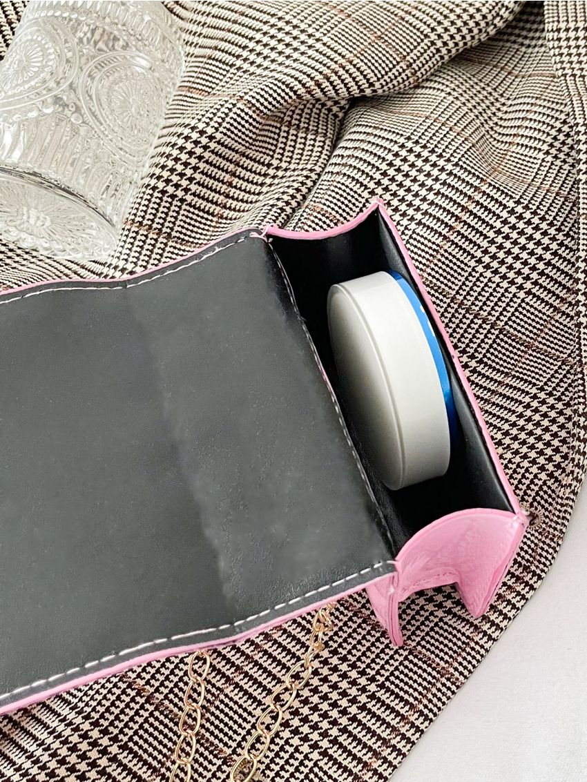 Mini Faux Pearl Decor Turn Lock Square Bag