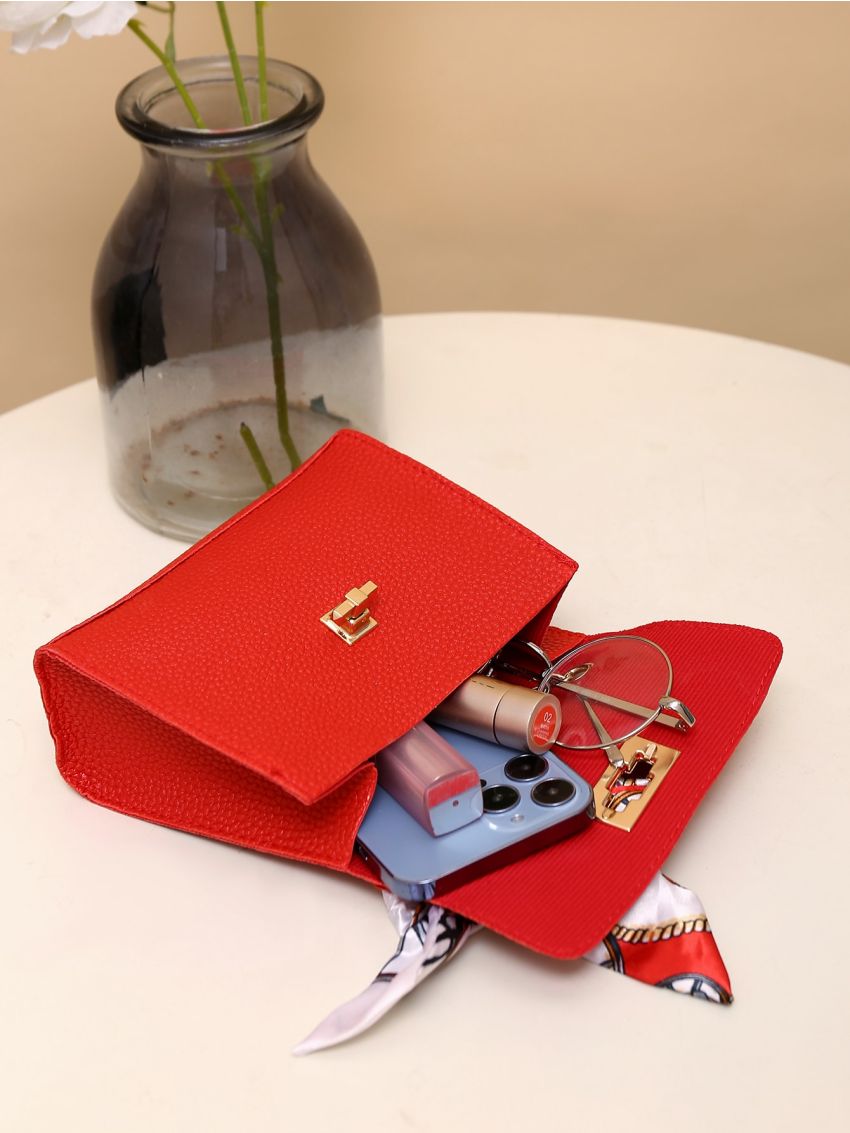 Twilly Scarf Decor Chain Flap Square Bag