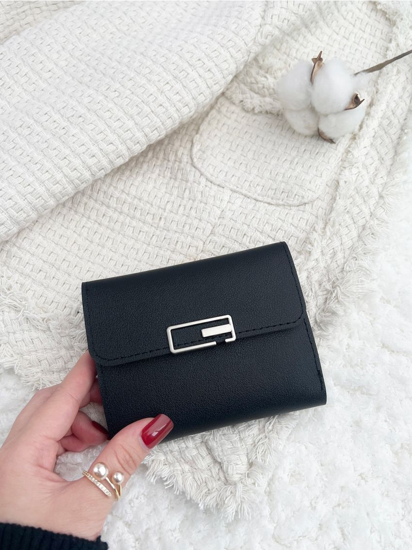 Metal Decor Fold Over Small Wallet