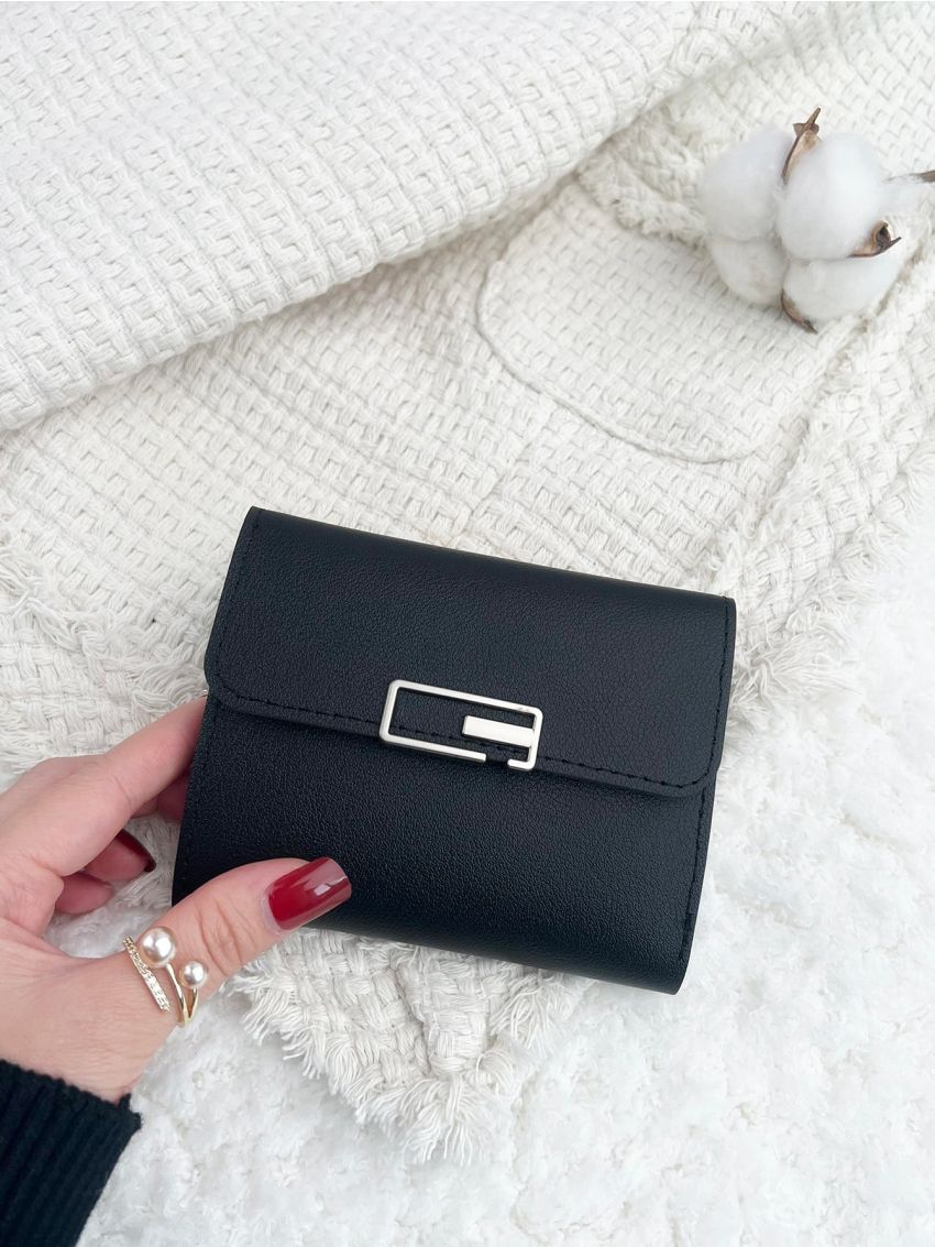 Metal Decor Fold Over Small Wallet