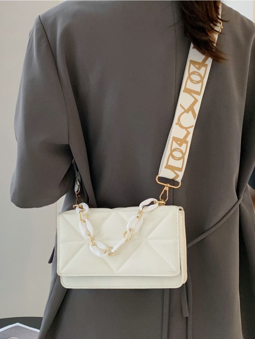 Mini Solid Embossed Flap Chain Square Bag
