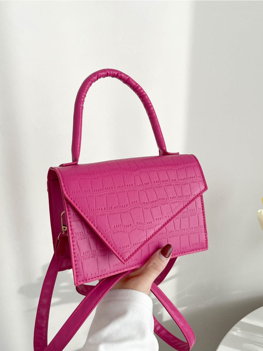 Mini Crocodile Embossed Flap Square Bag