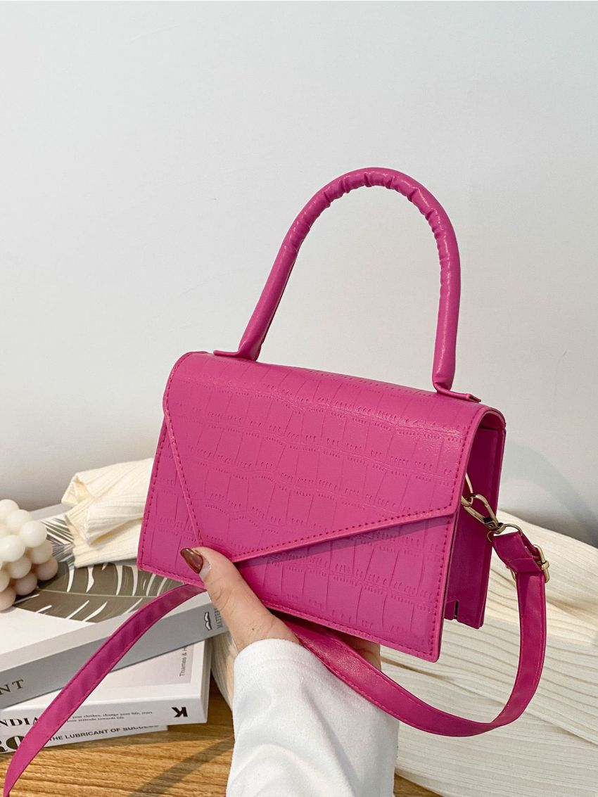 Mini Crocodile Embossed Flap Square Bag