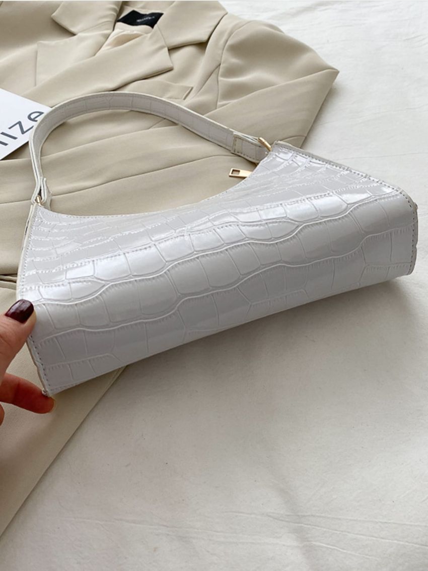 Zebra Striped Print Baguette Bag