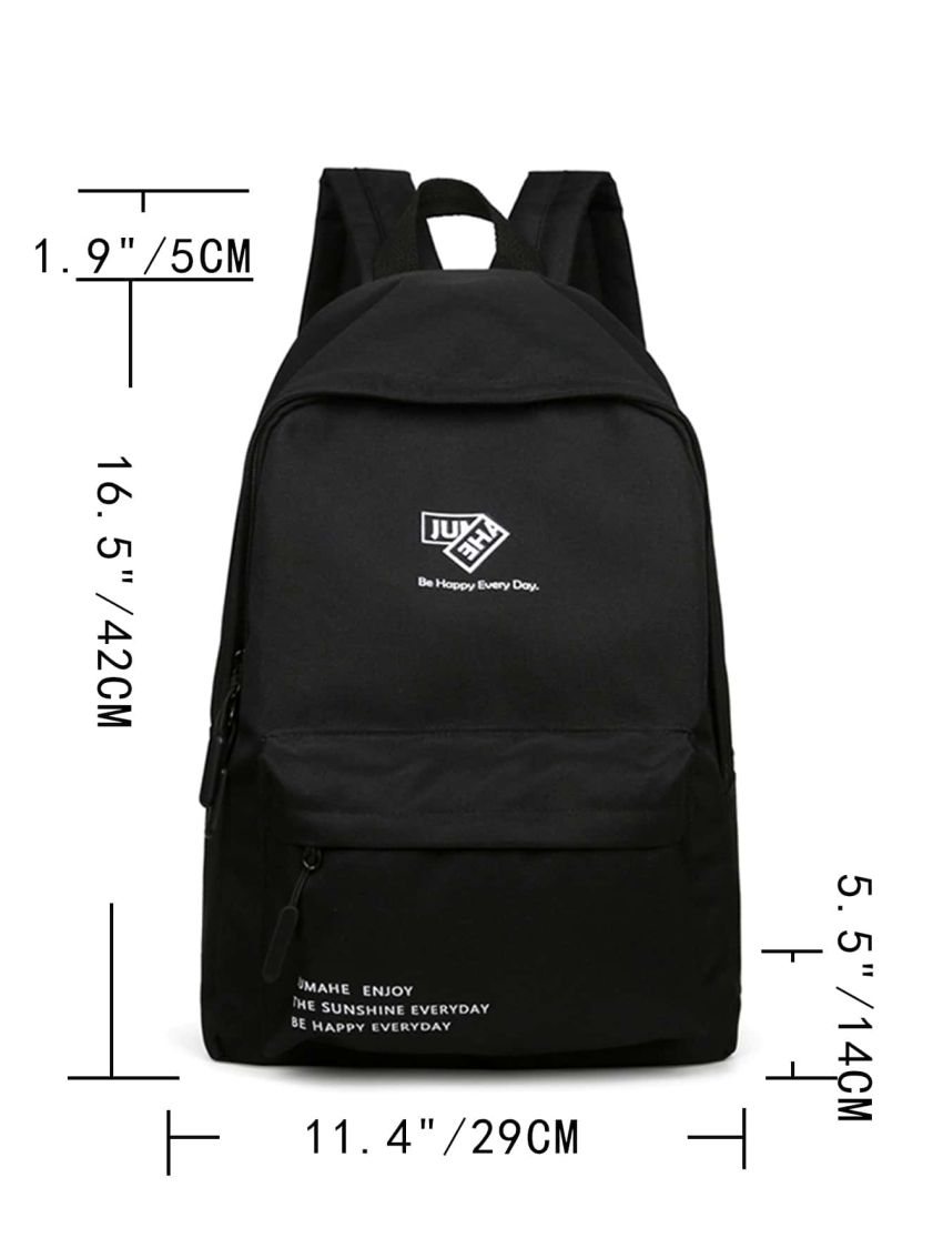 Letter Graphic Double Zipper Backpack