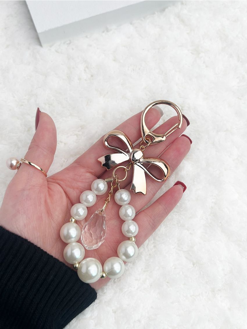 Bow & Faux Pearl Decor Bag Charm