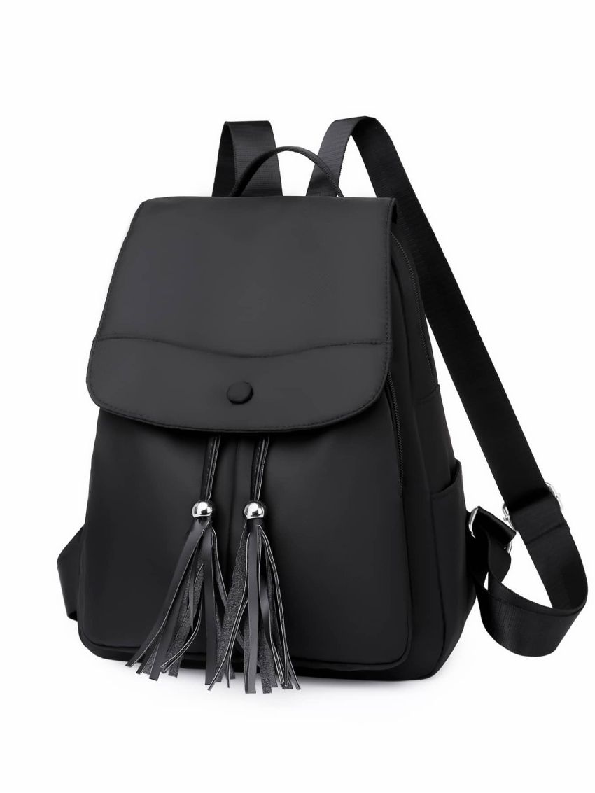 Fringe Trim Decor Flap Backpack