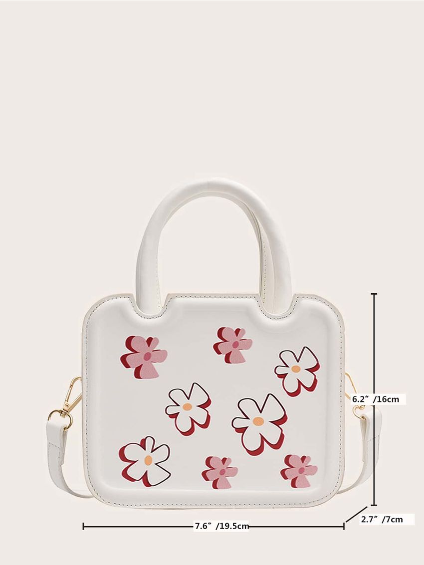 Mini Floral Graphic Double Handle Square Bag