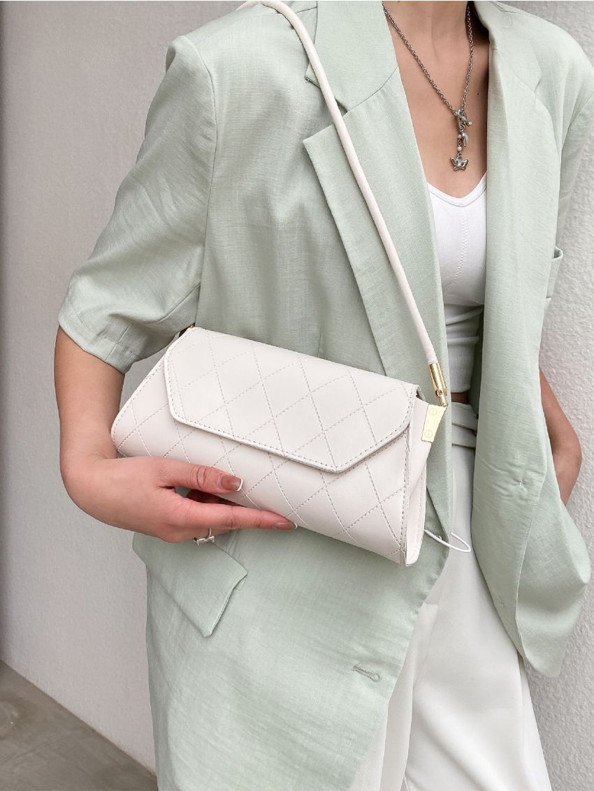 Quilted Flap Baguette Bag