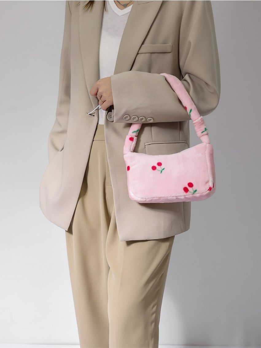 Leopard Pattern Fluffy Baguette Bag