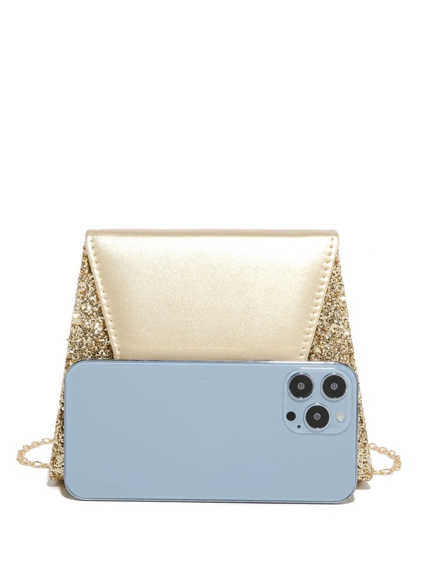 Sequin Decor Flap Square Bag