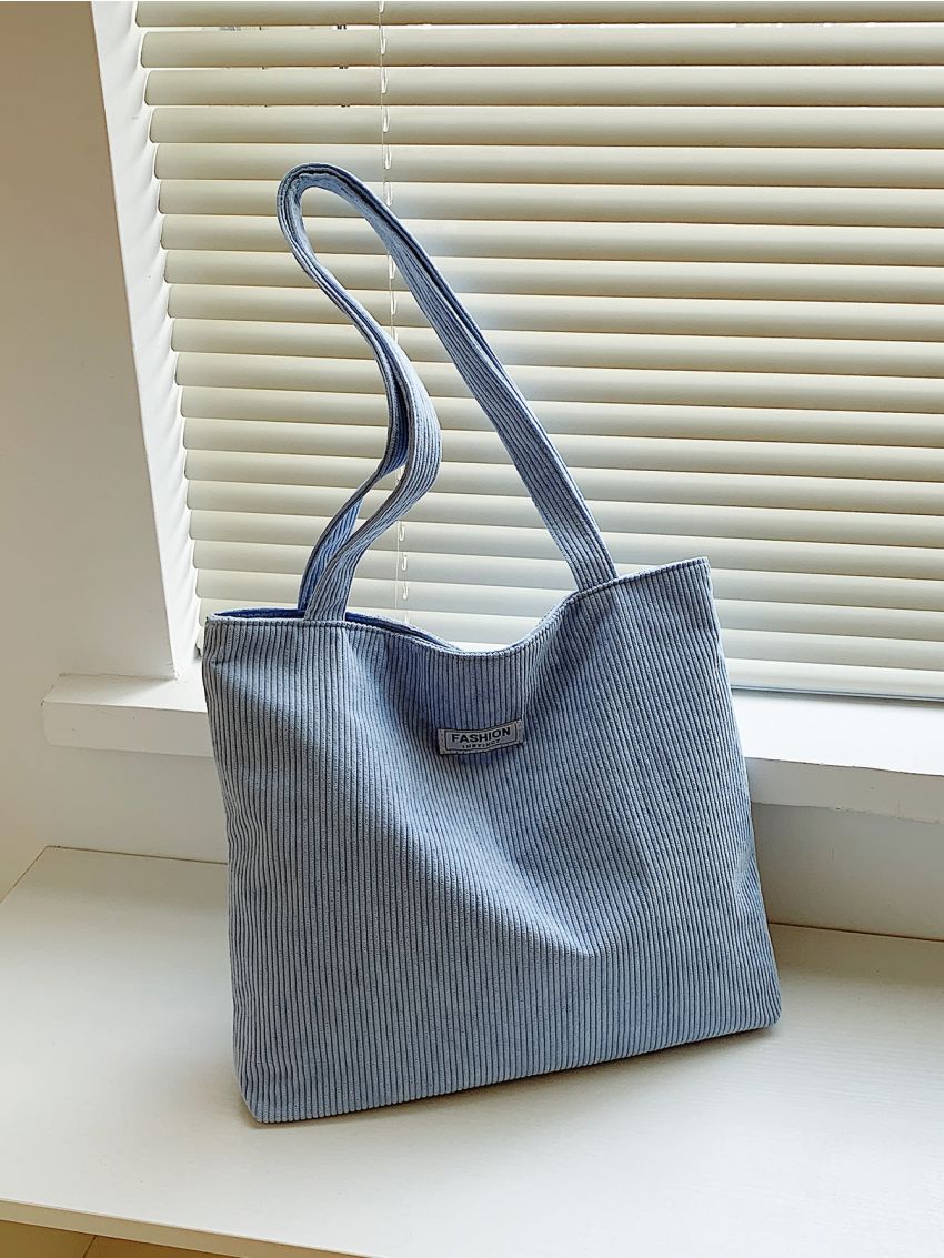 Patch Detail Shoulder Tote Bag