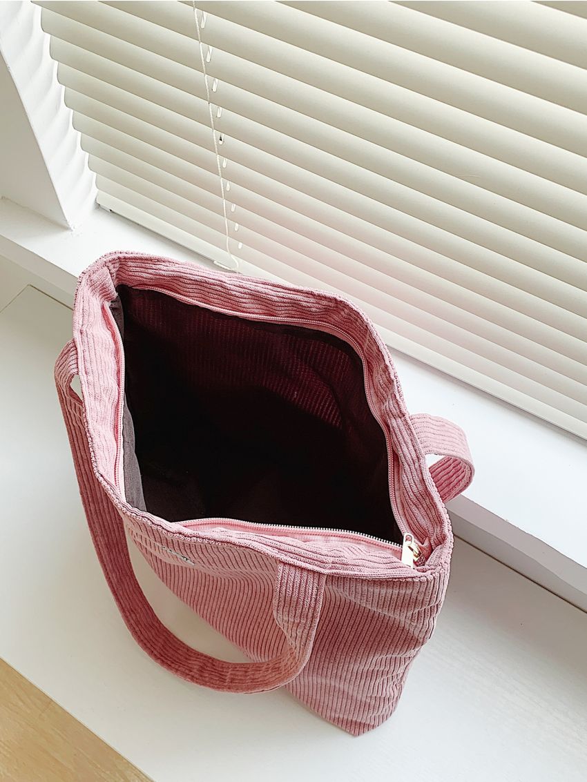 Patch Detail Shoulder Tote Bag