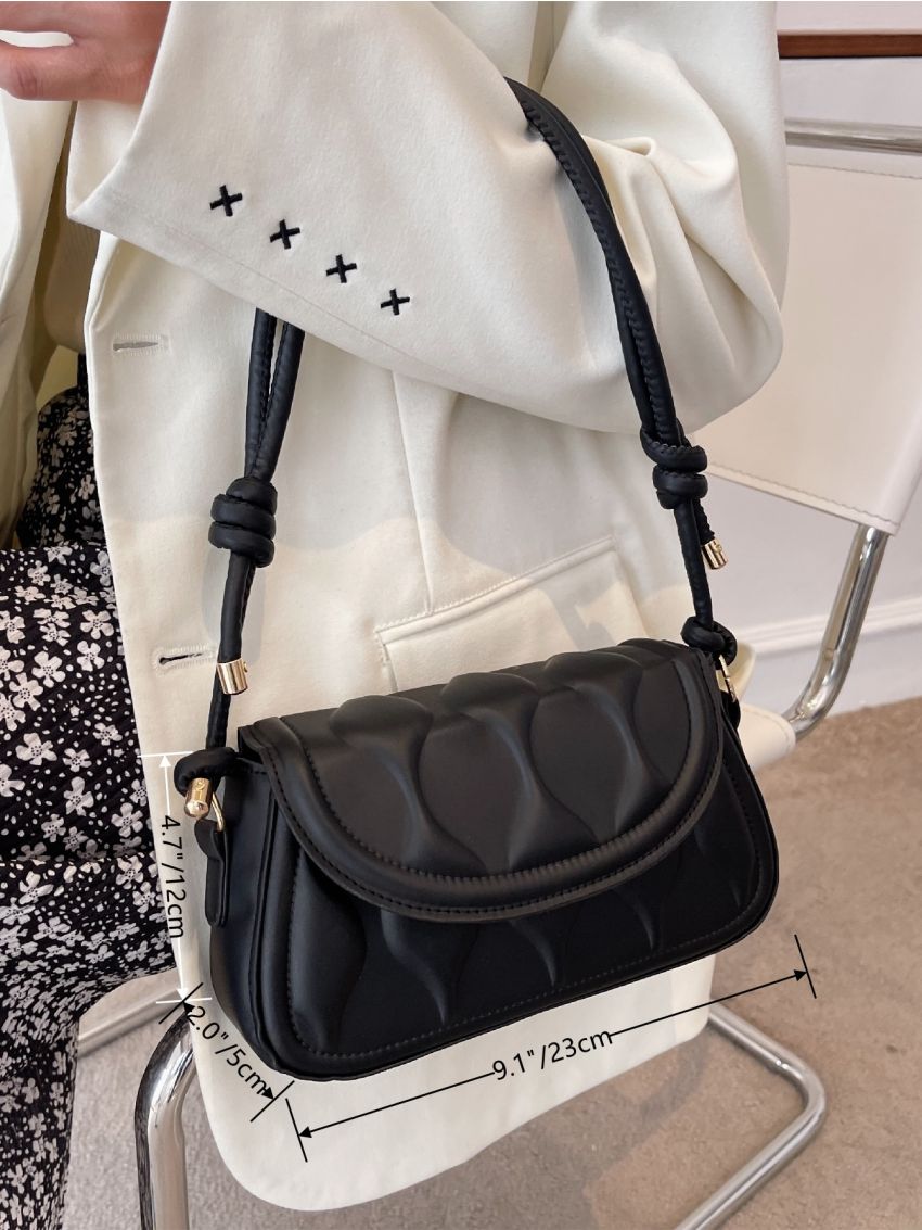 Textured Flap Shoulder Bag