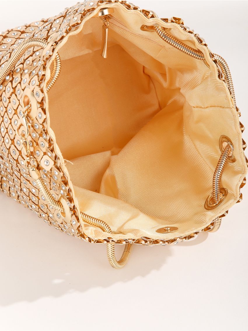 Rhinestone Decor Bucket Bag