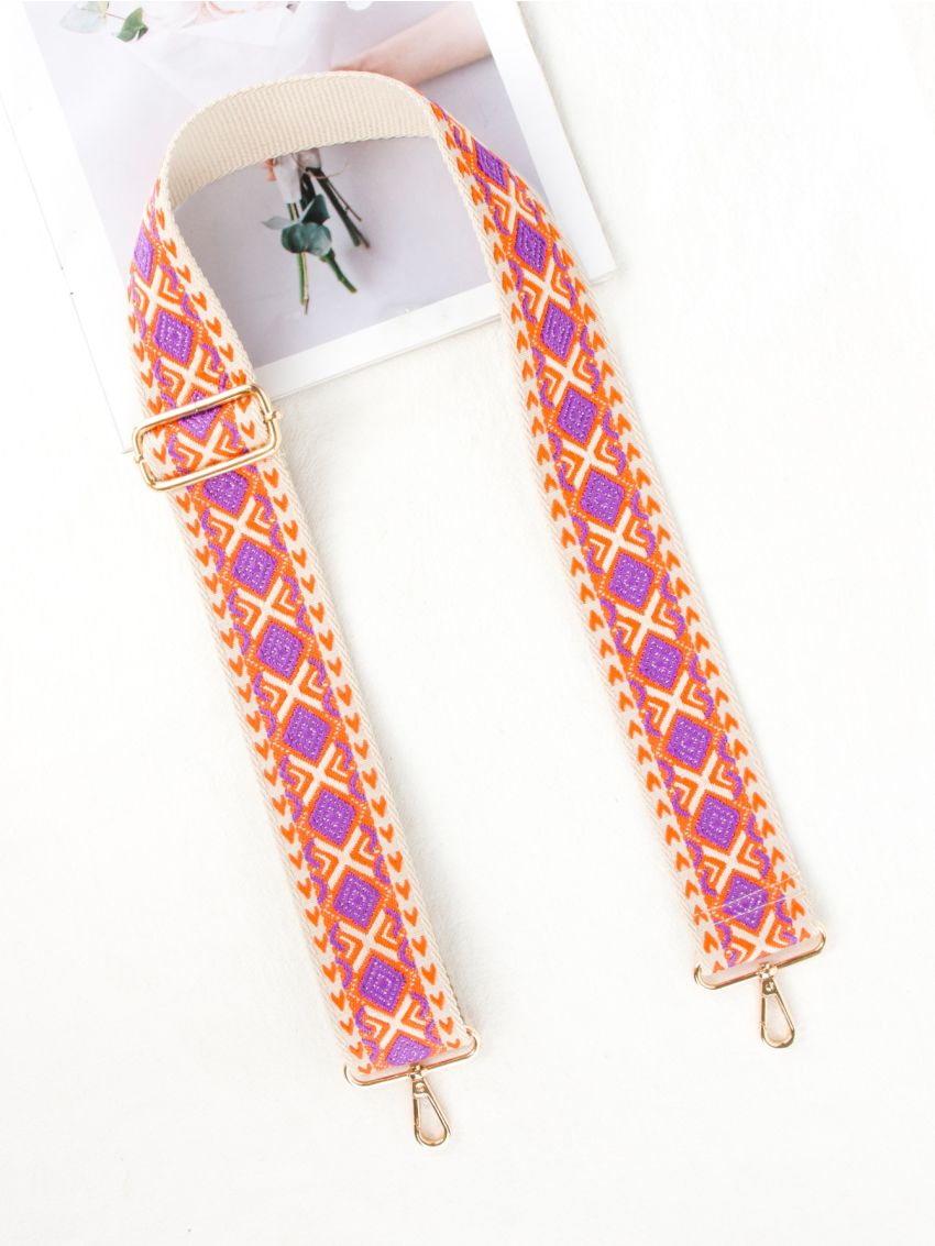 Geometric Embroidered Bag Strap