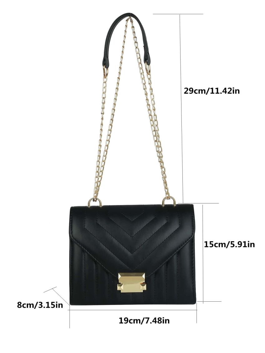 Stitch Detail Push Lock Square Bag
