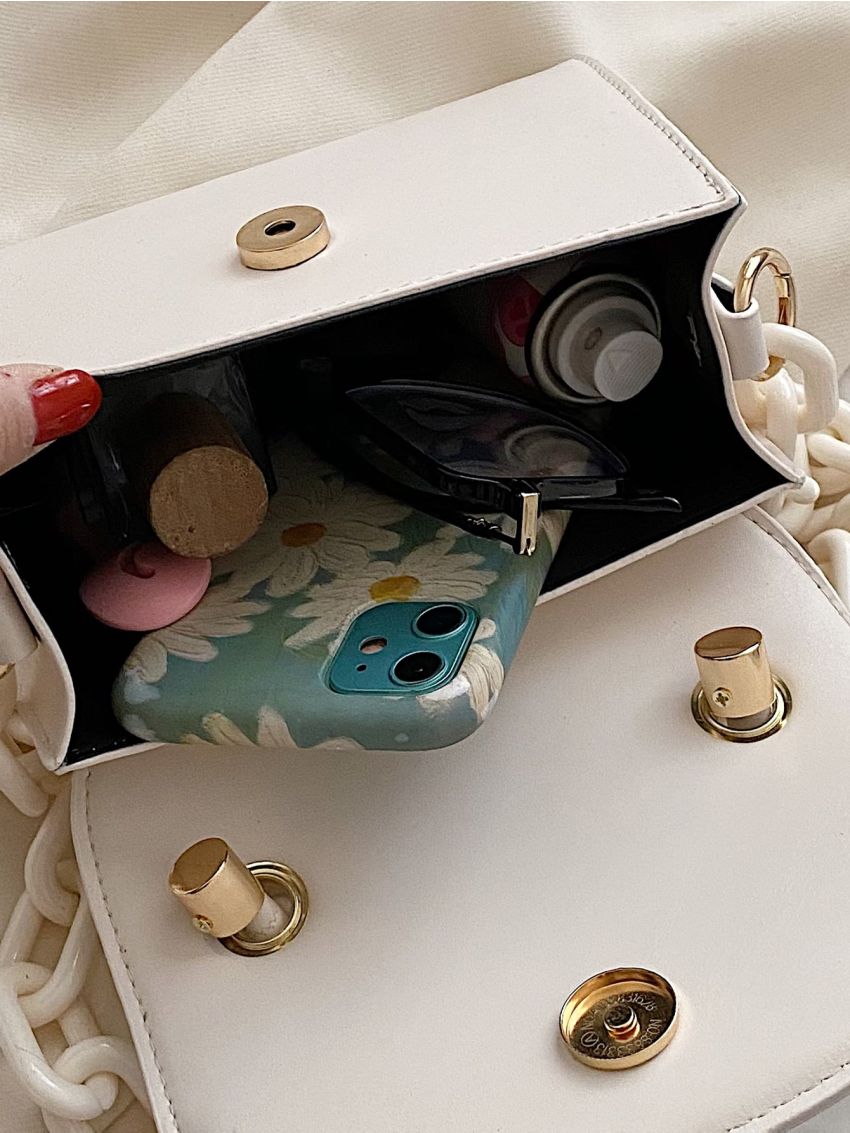 Mini Top Handle Flap Chain Square Bag