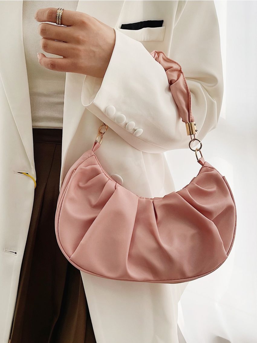 Minimalist Snap Button Ruched Bag