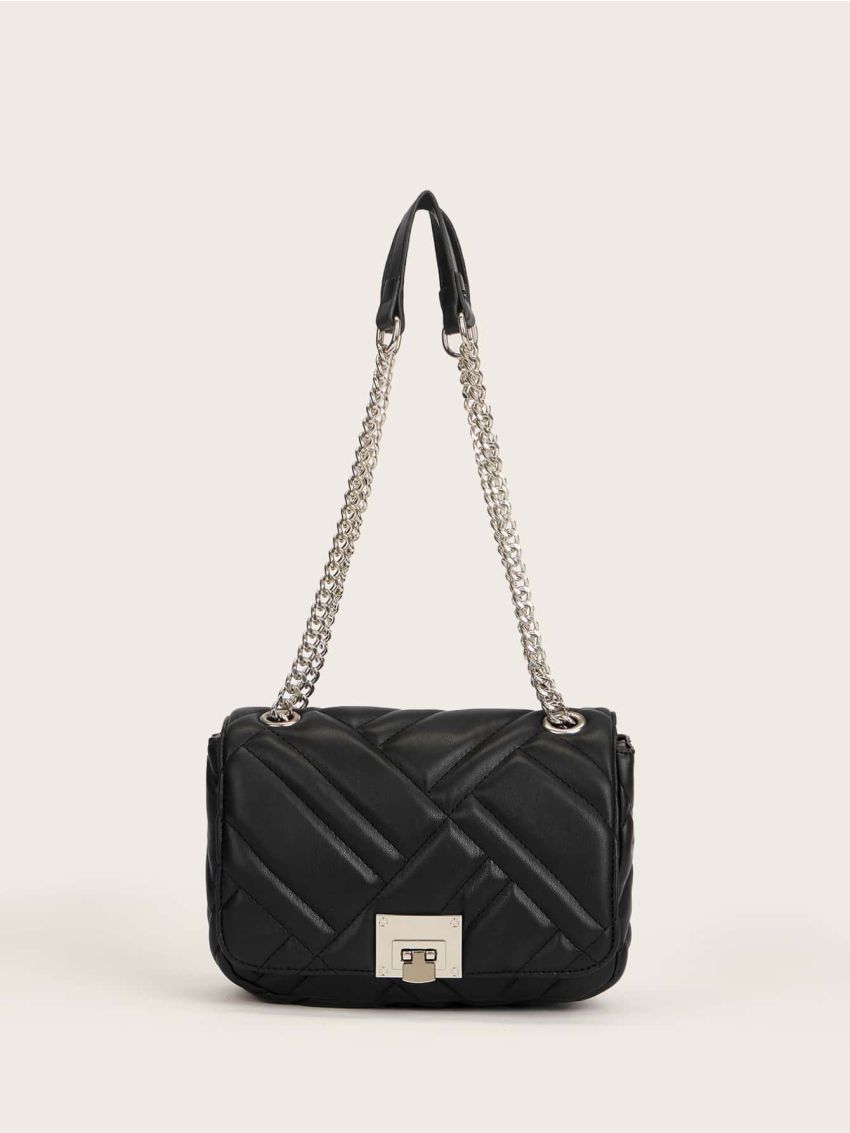 Metal Lock Flap Chain Shoulder Bag