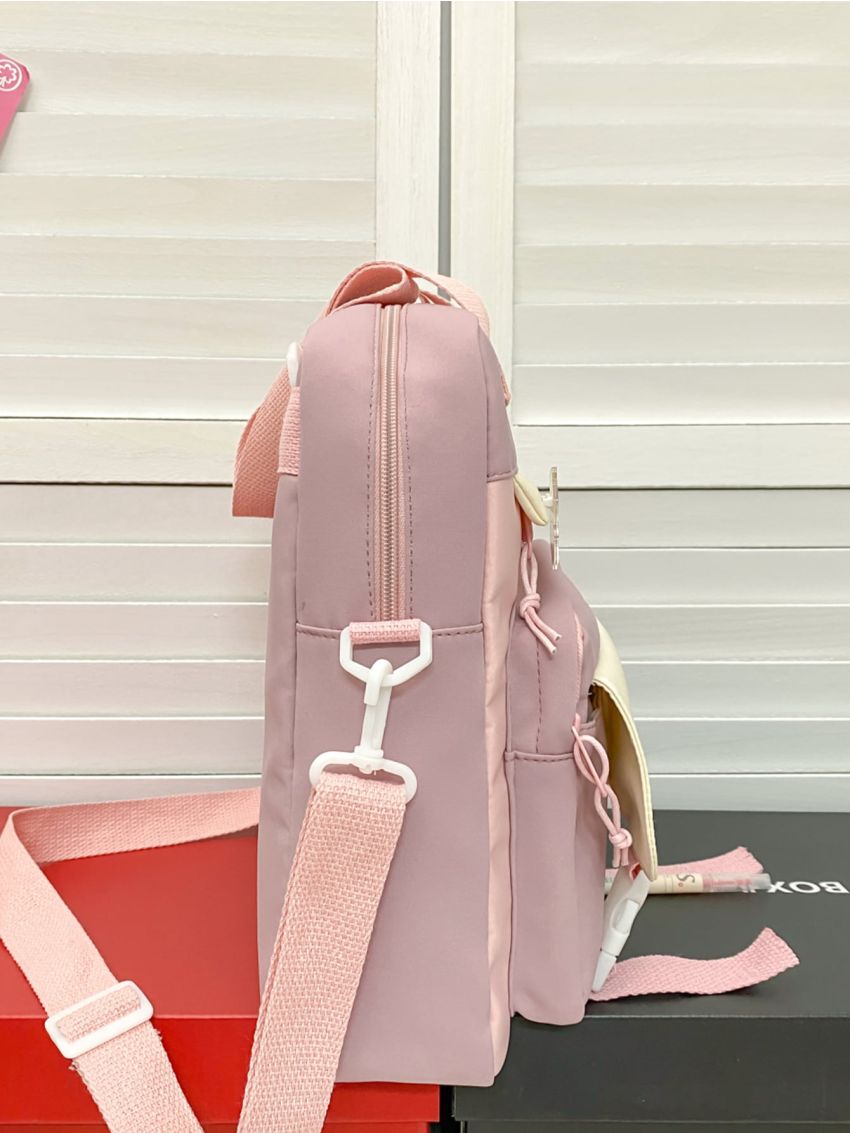 Letter Graphic Badge Decor Backpack Without Bag Charm