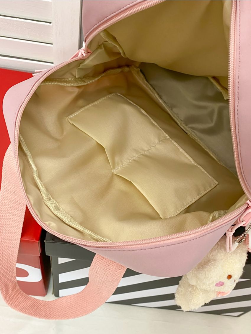 Letter Graphic Badge Decor Backpack Without Bag Charm