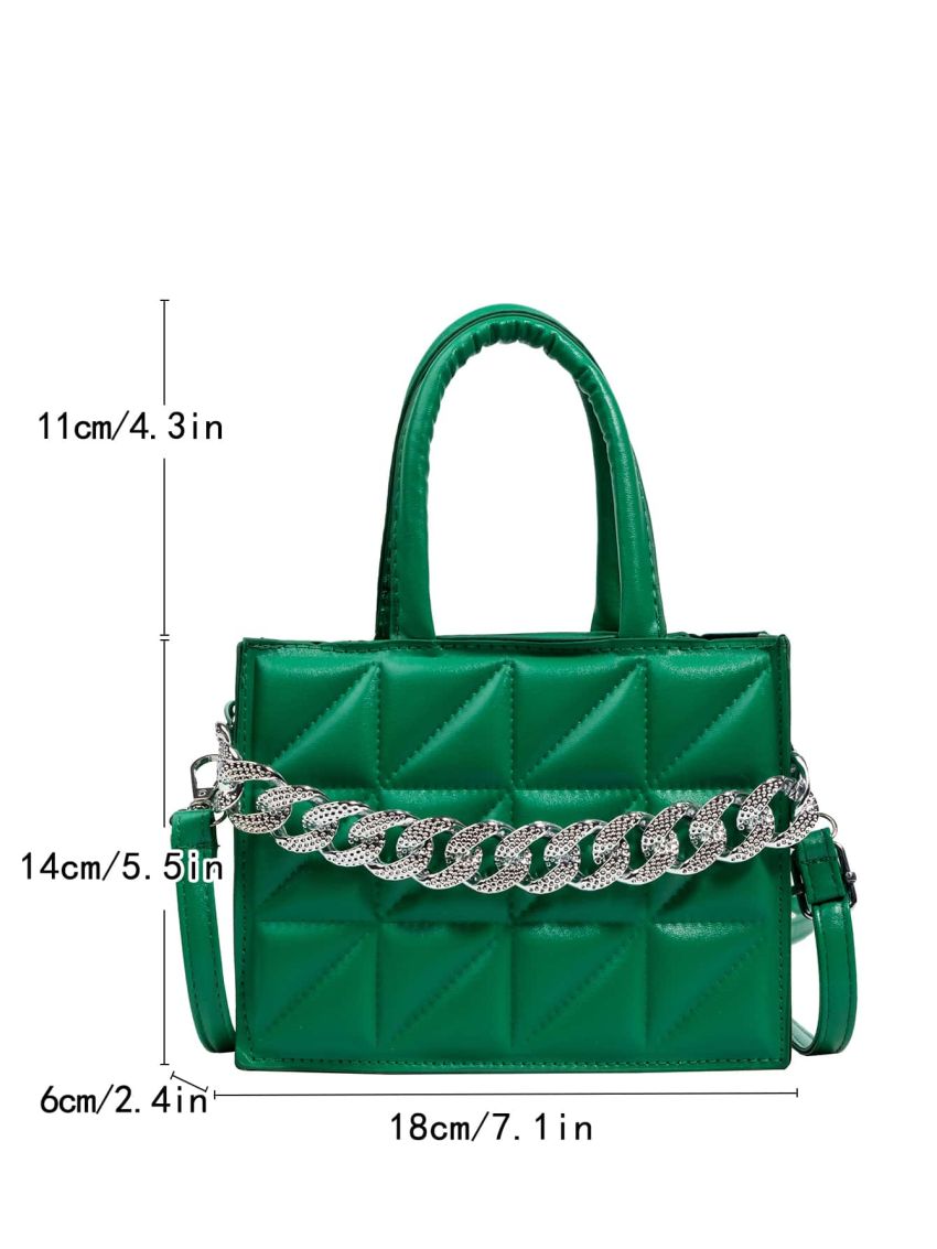 Mini Quilted Pattern Chain Decor Square Bag