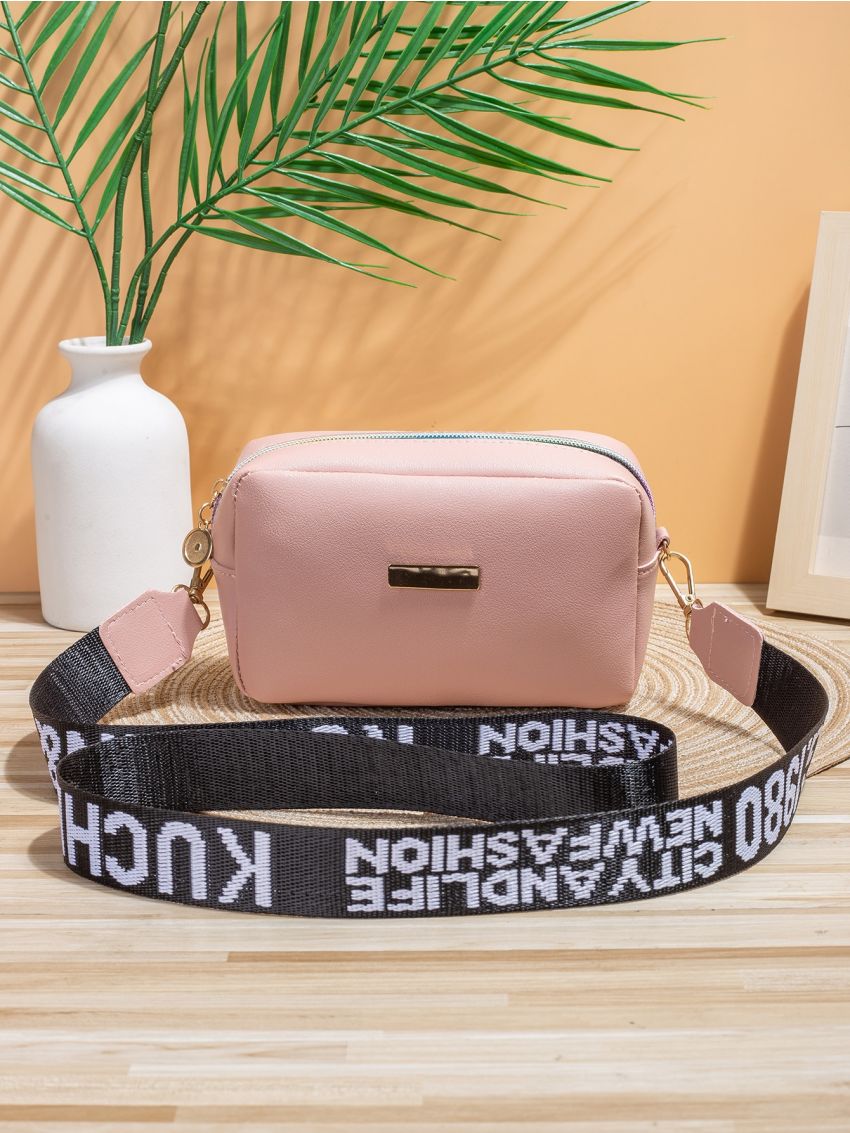 Mini Letter Graphic Metal Decor Square Bag