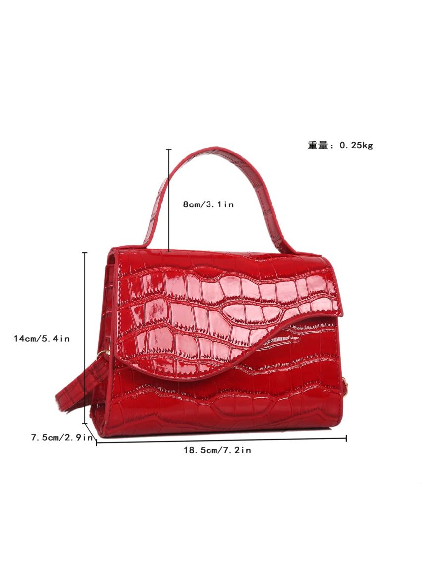 Mini Crocodile Embossed Flap Square Bag