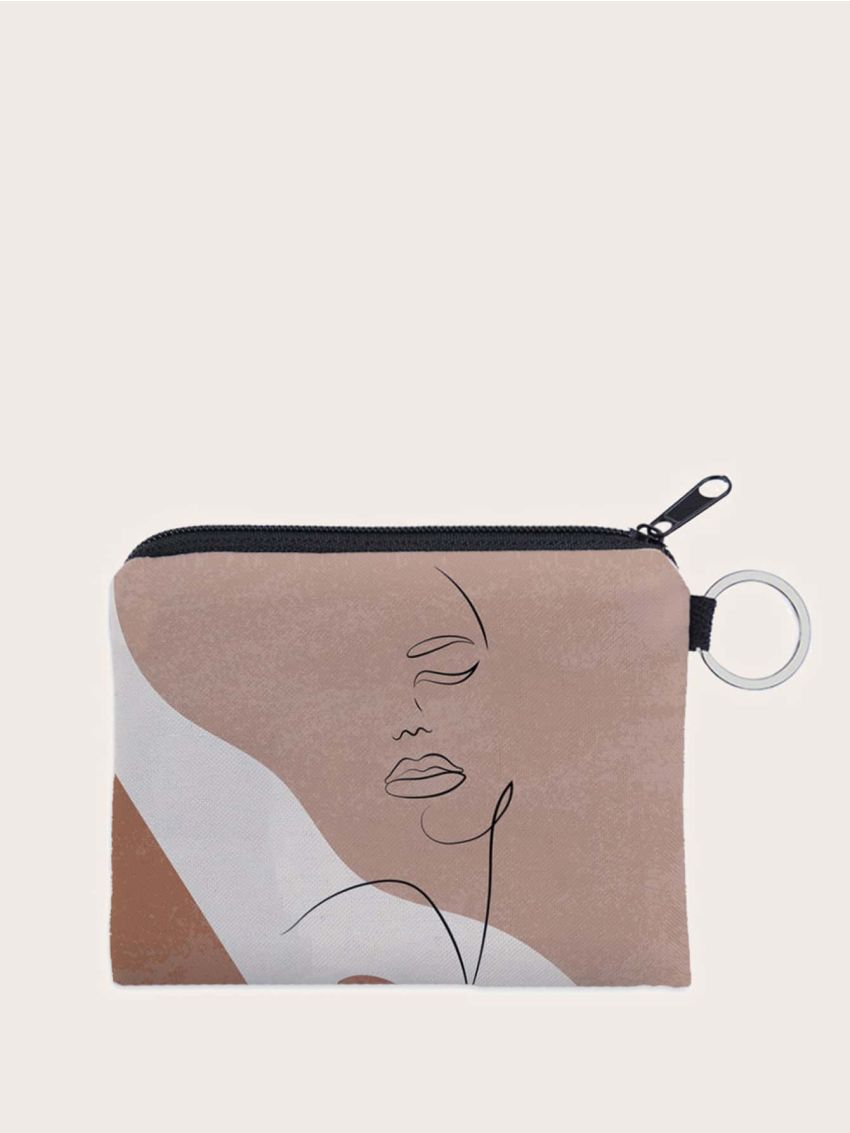 Abstract Figure Graphic Colorblock Coin Purse