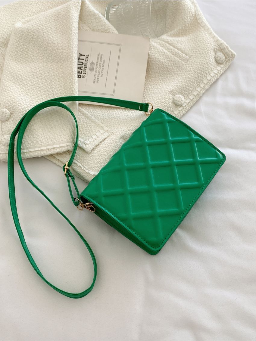 Textured Metal Decor Flap Square Bag