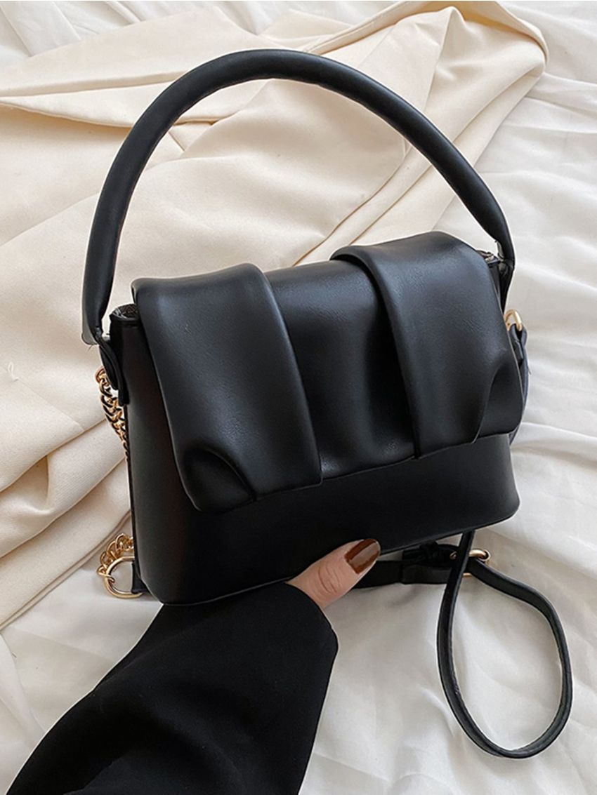 Ruched Decor Flap Square Bag