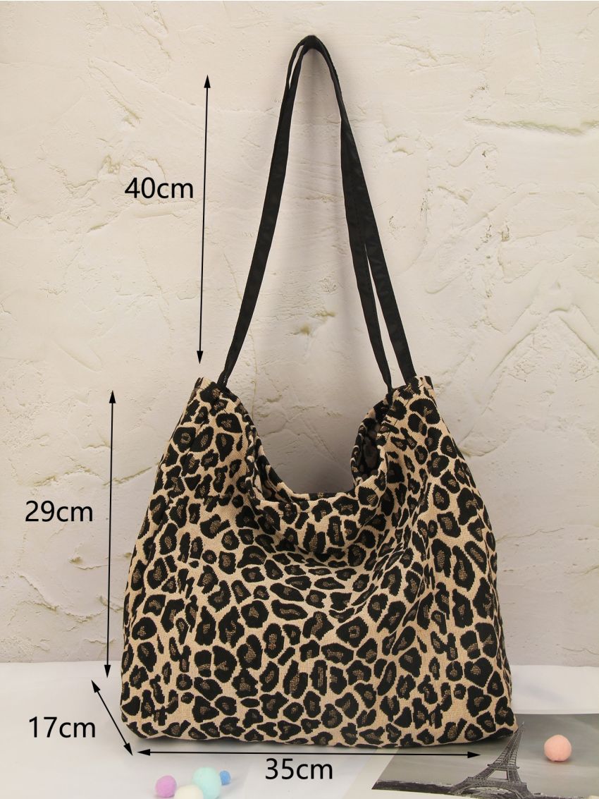 Leopard Print Large Capacity Shoulder Tote Bag