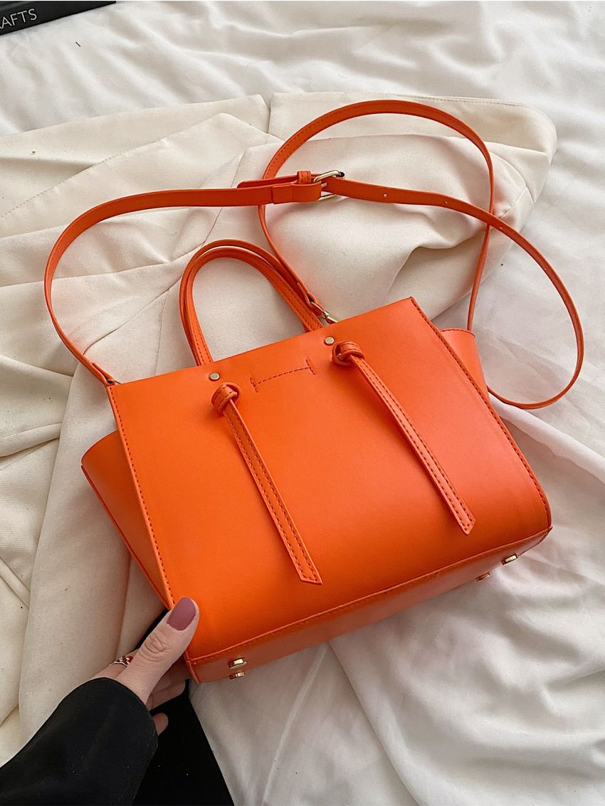 Studded Decor Top Handle Bag