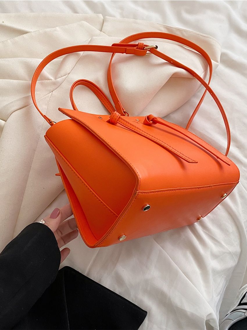 Studded Decor Top Handle Bag